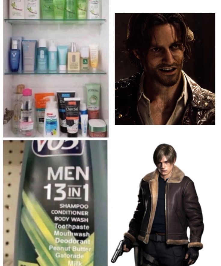 Luis vs Leon's beauty care routine xD #ResidentEvil #REBHFun #REBH28th #RE4 #LuisSerra #LeonKennedy #Meme #ResidentEvil4 #ResidentEvil4Remake #Capcom