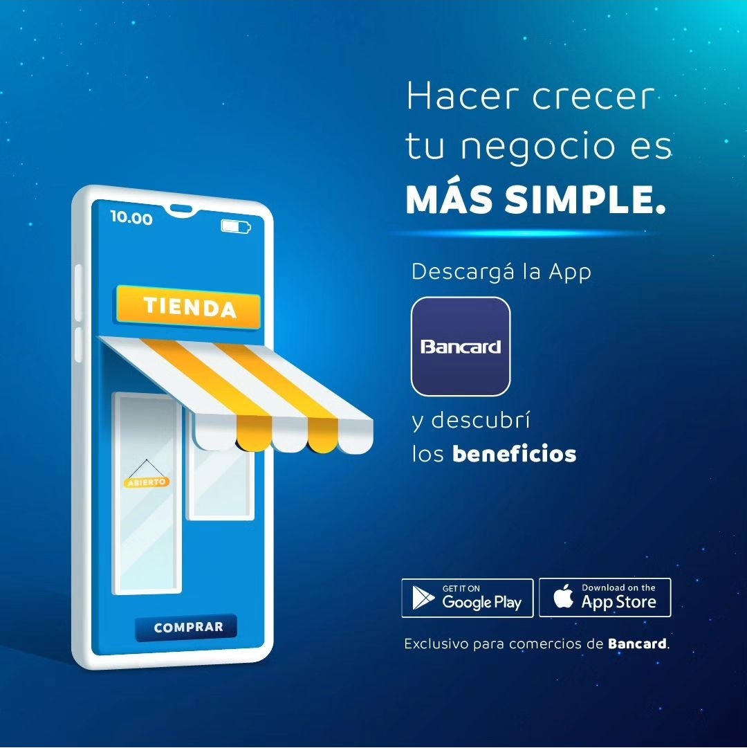 Si tu comercio ya trabaja con #Bancard, aprovechá y descargá la app de Bancard. ¡Tenés un montón de beneficios! Vas a poder cobrar por QR directo desde tu cel, desde cualquier lugar. Te va a ayudar a llevar mejor el control de tus ventas. ¡¡Probá!!