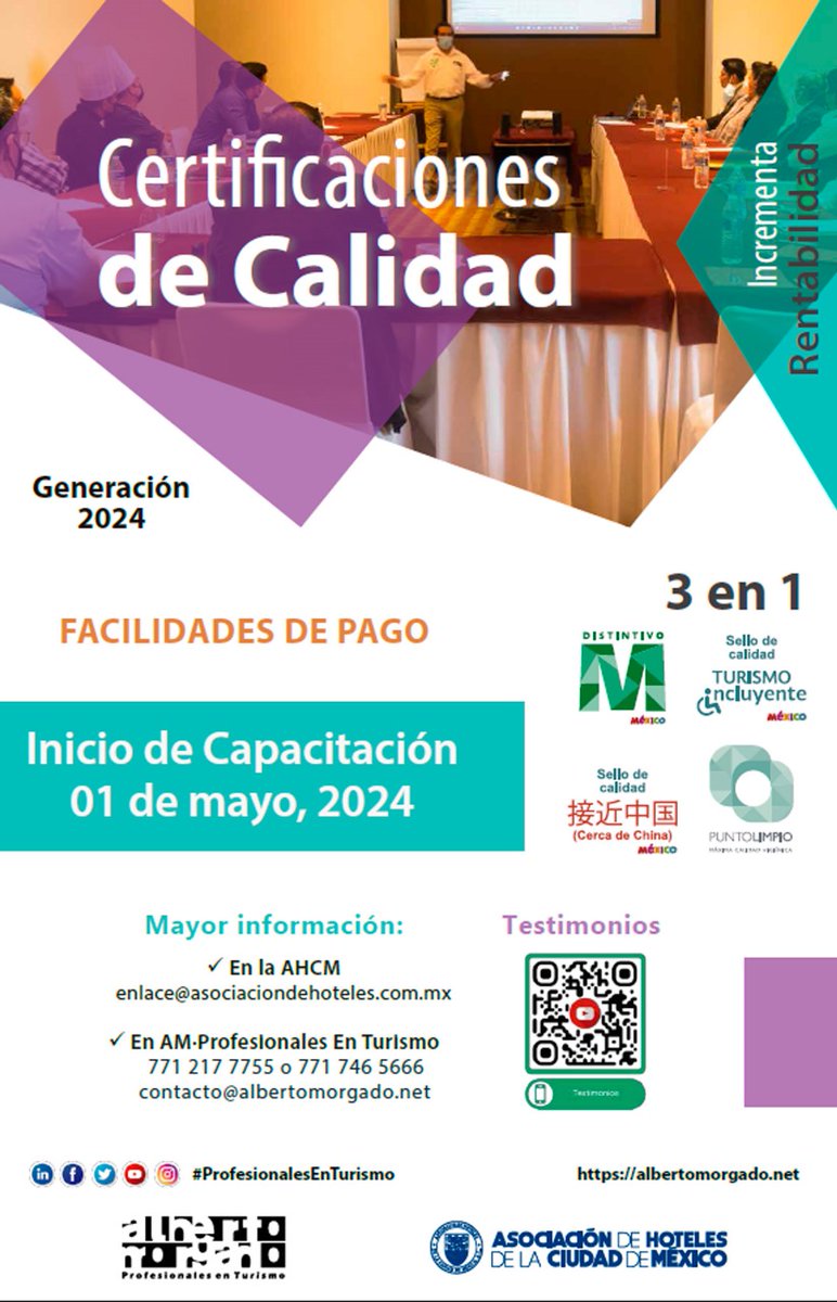 ¿Necesitas renovar tus distintivos de calidad?
Tenemos el plan ideal para ti, elige 3 distintivos y sólo paga uno: Distintivo M, Turismo Incluyente, Cerca de China o Punto Limpio.
Inicia 1 de mayo, pide informes 👇
#SoyCiudadDeMéxico #CetificacionesDeCalidad 
<a href="/AMProfEnTurismo/">AM · Profesionales En Turismo</a>