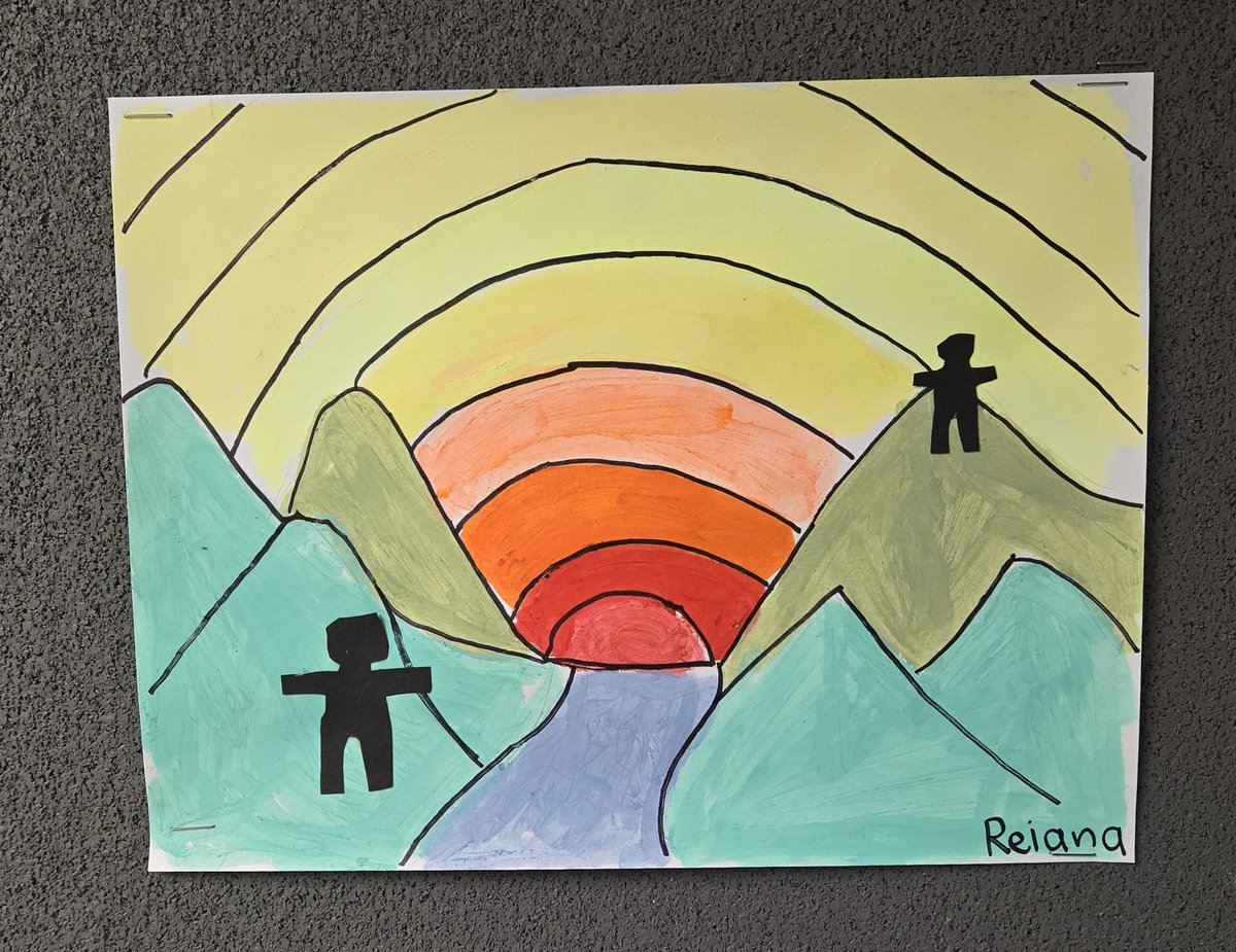 Mrs. Howe's Grade 3 class explored warm/cool colours and silhouettes with these beautiful rainbows! 🌈 #ArtistsofNorthbrae #TVDSB