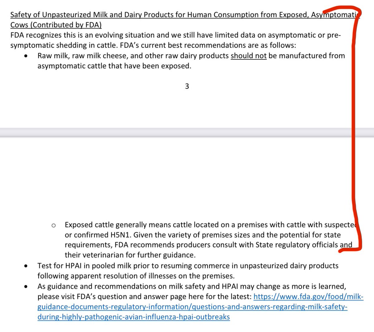 The USDA & FDA currently admit they have no idea about possible #avianflu virus shedding / transmission among asymptomatic cows, or exposed cows, which they define as any cattle located on a premises with cattle with suspected/confirmed H5N1 virus—basically the rest of the herd…