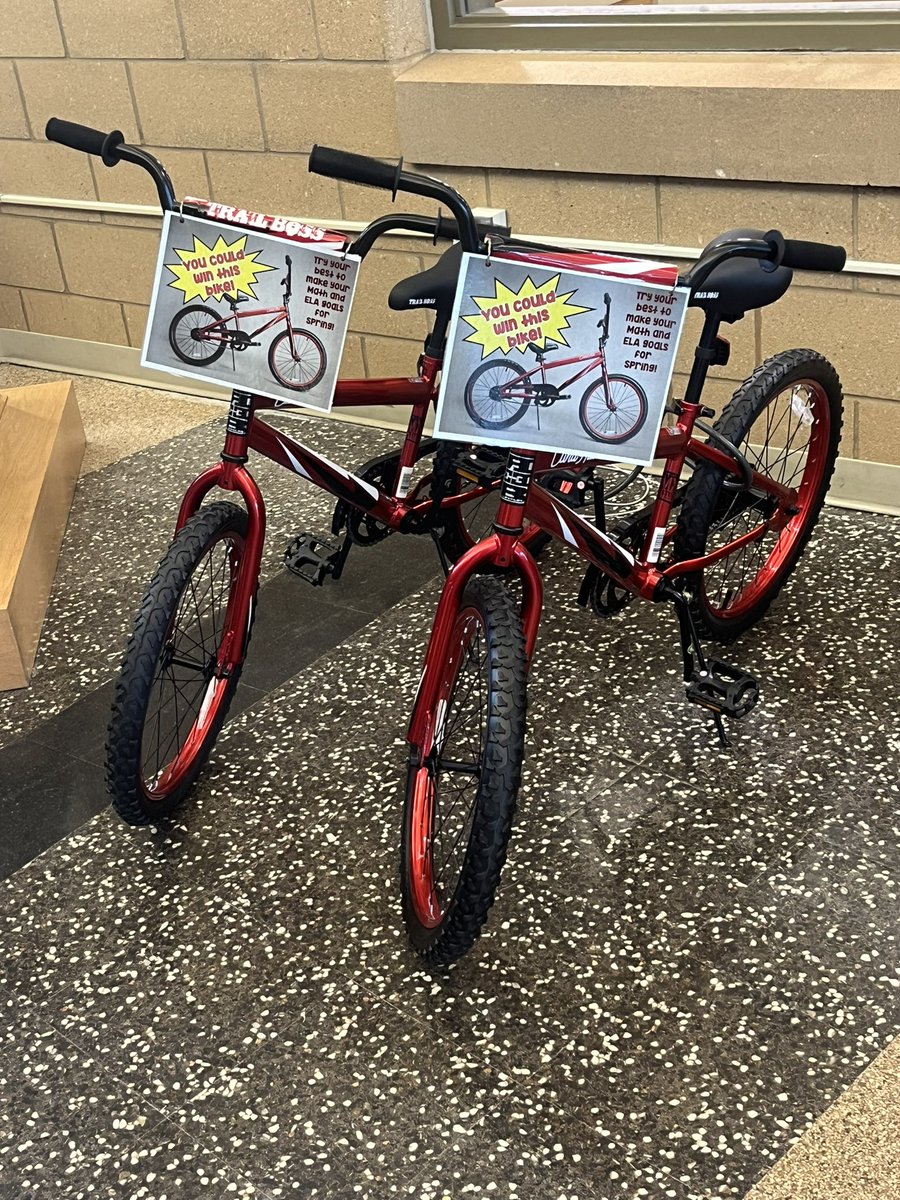 Students that meet their testing goals will be entered for a chance to win one of these bikes.  Let’s go 🦁 and do your best!
