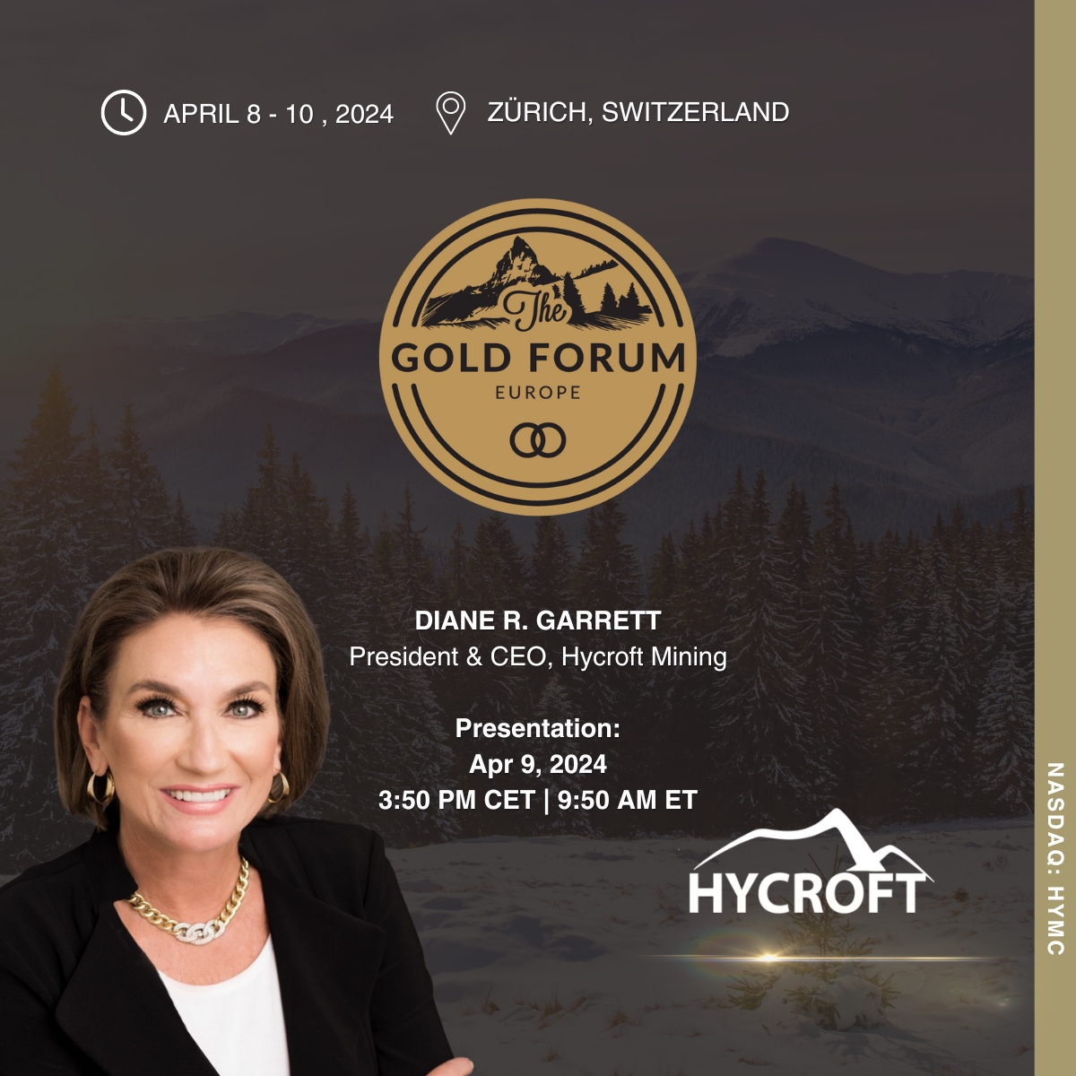 We're excited to be back in Zurich for #GFE24! The Swiss really understand the true value of #preciousmetals so this is the perfect audience for Hycroft. We'll be livestreaming my presentation on Tuesday so don't miss it ➡️ loom.ly/8bM9GhU #InvestInMining #Gold #Silver