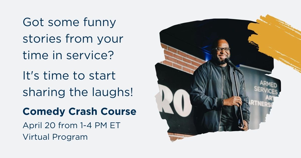 In this free 3-hour workshop you'll learn tricks for finding the humor in your personal experiences, structuring jokes, comedy writing, and performance skills. And since it's virtual, you can take it from wherever you're stationed or living. Apply today: asapasap.org/event/comedy-c…