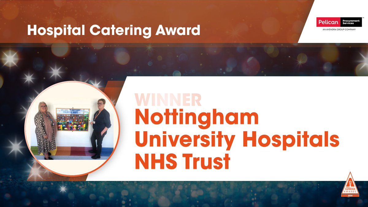 This year's Hospital Catering Award is sponsored by Pelican Procurement and the winners are the Nottingham University Hospitals NHS Trust @nottmhospitals - big congratulations to the whole team 🎉 #PSCAwards