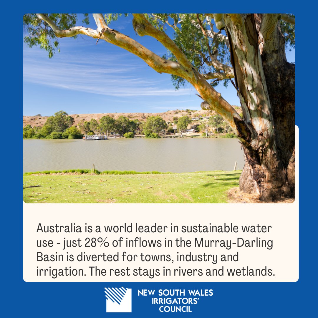 Australia is a world leader in sustainable water management. Only 28% of our inland river flows are diverted for towns, industry and irrigation to grow food and fibre. All the rest stays in rivers, floodplains and wetlands for the environment.