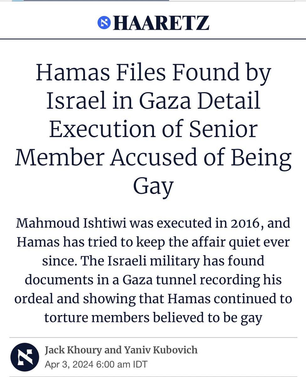 The details uncovered in the documents recently found in a Hamas tunnel are truly appalling. Hamas’ policy of persecuting & torturing gay men only further exposes the org's extremist ideology & violent tactics. They are not liberators or freedom fighters. They are terrorists.