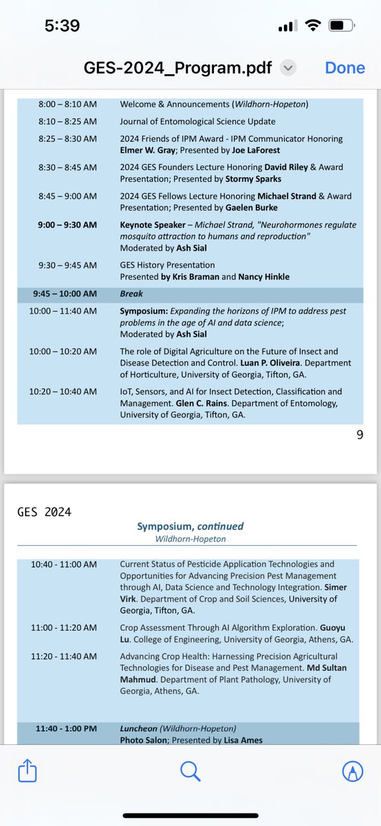 Great experience learning about the history of Georgia Entomological Society and sharing information on application of #agtech #AI #datascience for precision pest management at their annual meeting today!! #precisionag #ugaextension