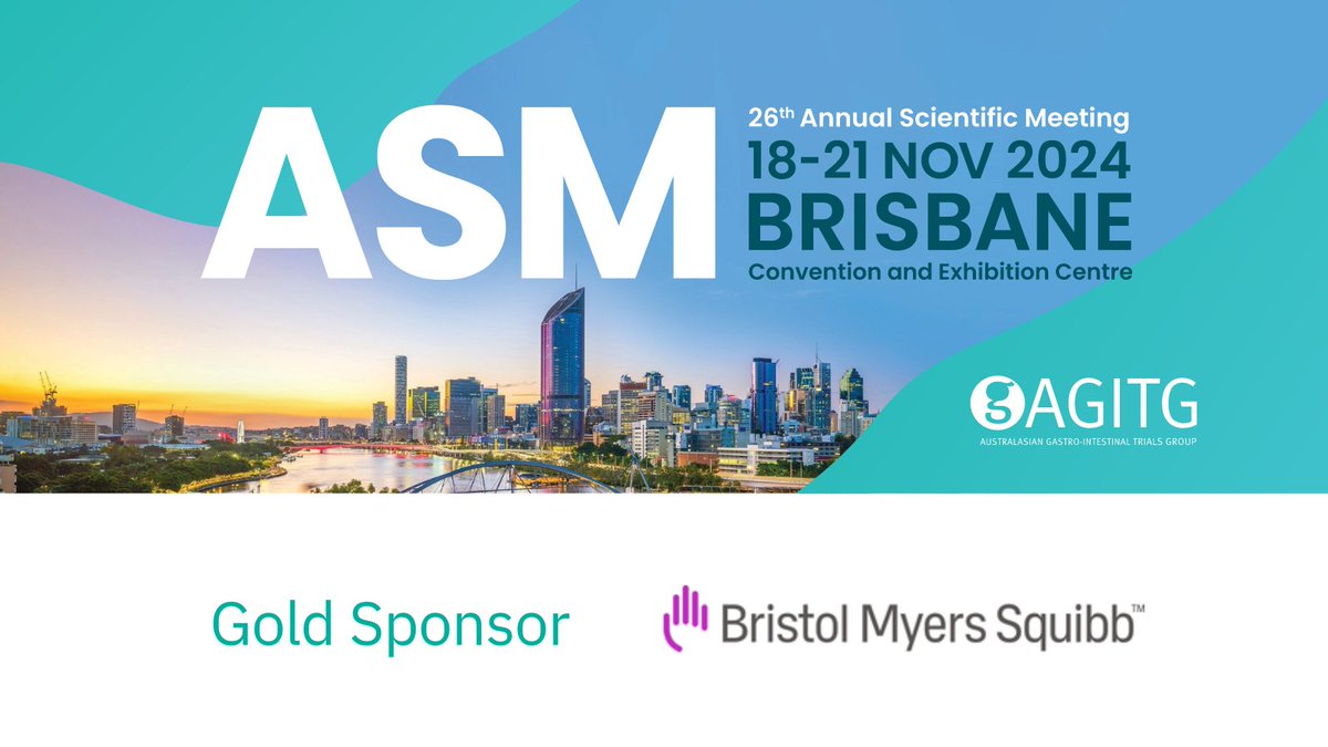 We are pleased to welcome back @bmsnews as Gold Sponsor for our 26th #AGITG24 Annual Scientific Meeting in Brisbane this November. With their support, we can bring together current and future leaders in GI oncology, in pursuit of better treatments for people with GI cancer.