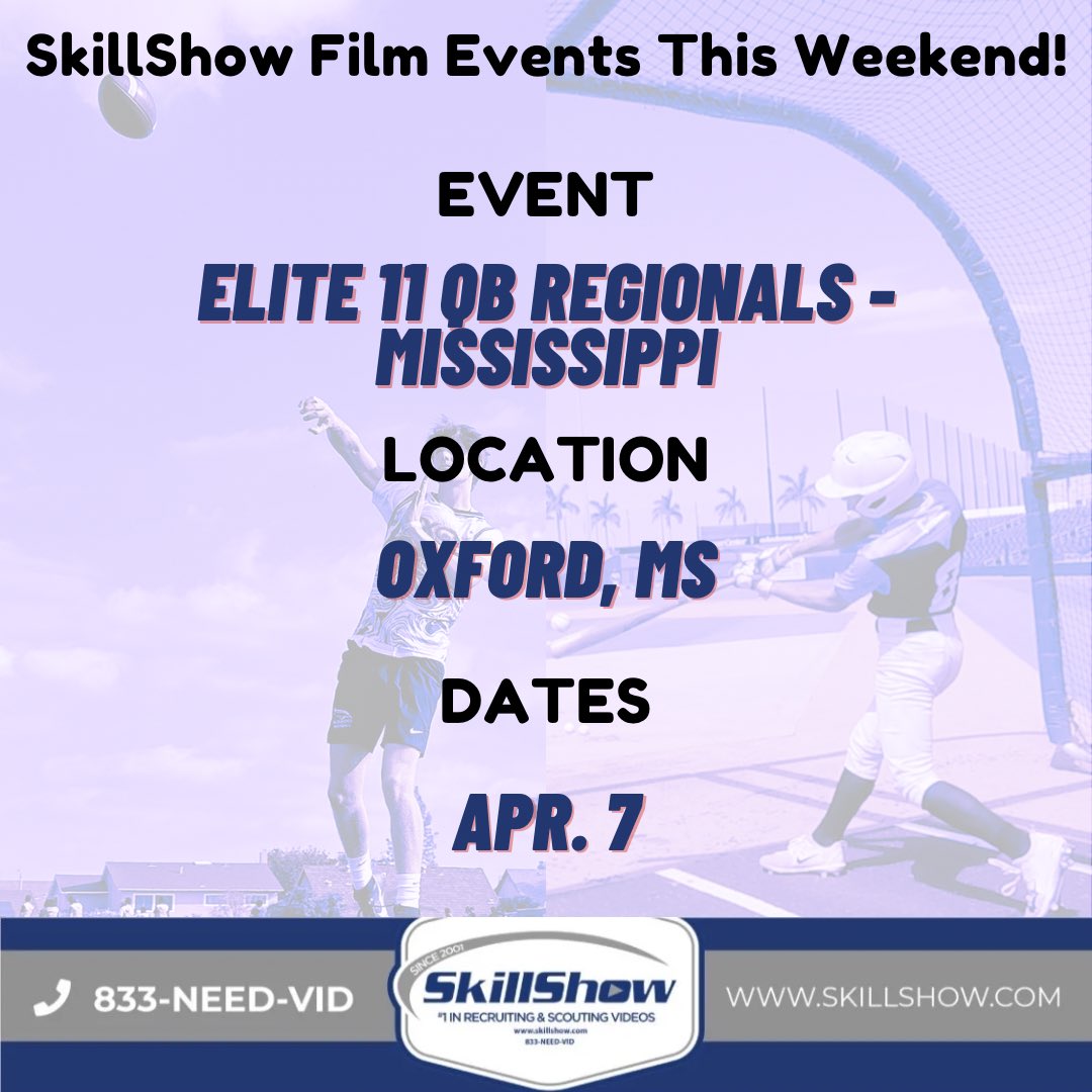 After a break in events for the holiday weekend, SkillShow is back on the road in Mississippi for the Elite 11 QB Regional! Thank you to our partner, @Elite11 🤝 #ShowYourSkills #football #sports #film #event #skill