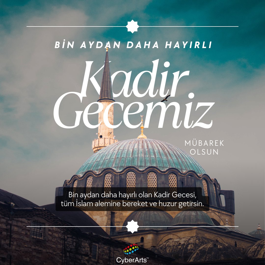 Bin aydan daha hayırlı olan Kadir Gecesi, tüm İslam alemine bereket ve huzur getirsin. Kadir geceniz mübarek olsun. #kadirgecesi