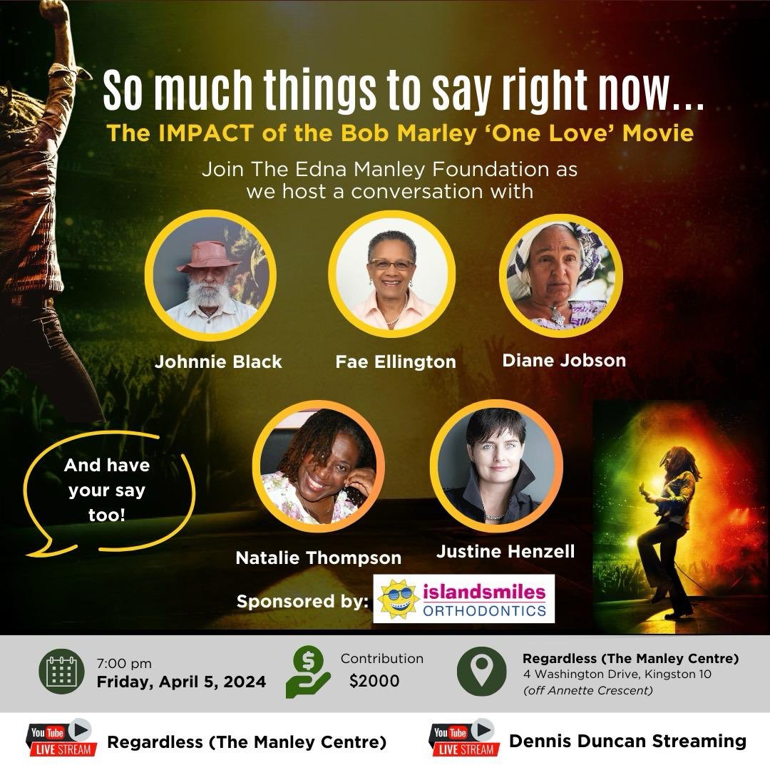 Please join us online or in person tomorrow 7pm 🇯🇲as the wonderful @FaeEllington leads this discussion #BobMarley:OneLove youtube.com/live/gH8M58Ksx…