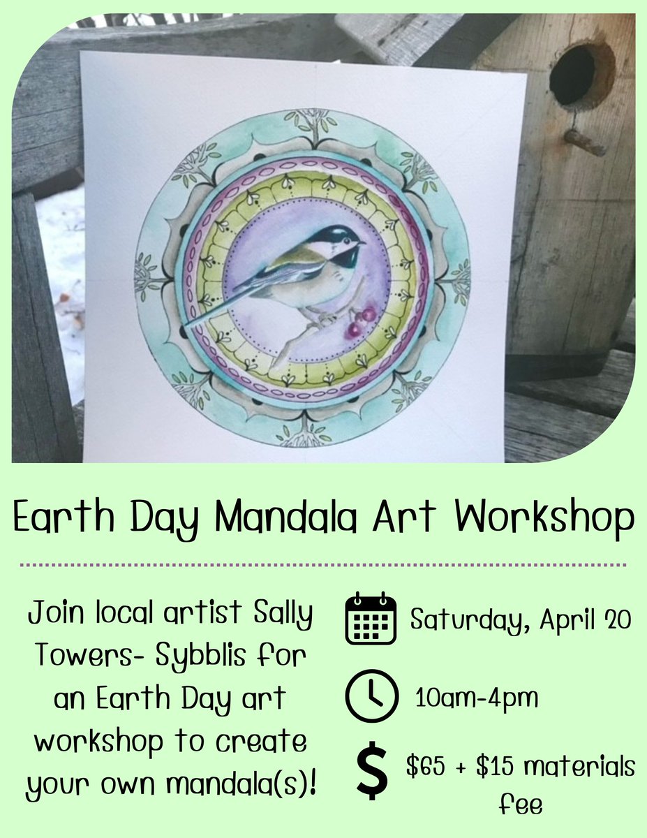 EllisNatCentre's tweet image. Time is running out to register for our Earth Day art workshop with Sally Towers-Sybblis! Participants will make their own nature-themed mandala. $80 covers instruction &amp;amp; materials fees. If you want to attend, please register ASAP or we risk cancelling! bit.ly/earth-day-mand…