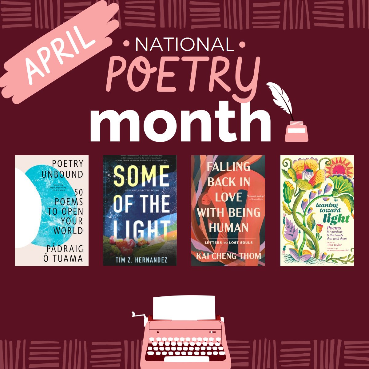 #NationalPoetryMonth in April is a special occasion to celebrate the importance of poets& poetry. Visit our #MPHPL Recommended Reads webpage to view our hand-selected list of books featuring poetry. Check availability, place a hold & schedule pickup. 📚 mphpl.org/recommended-re…