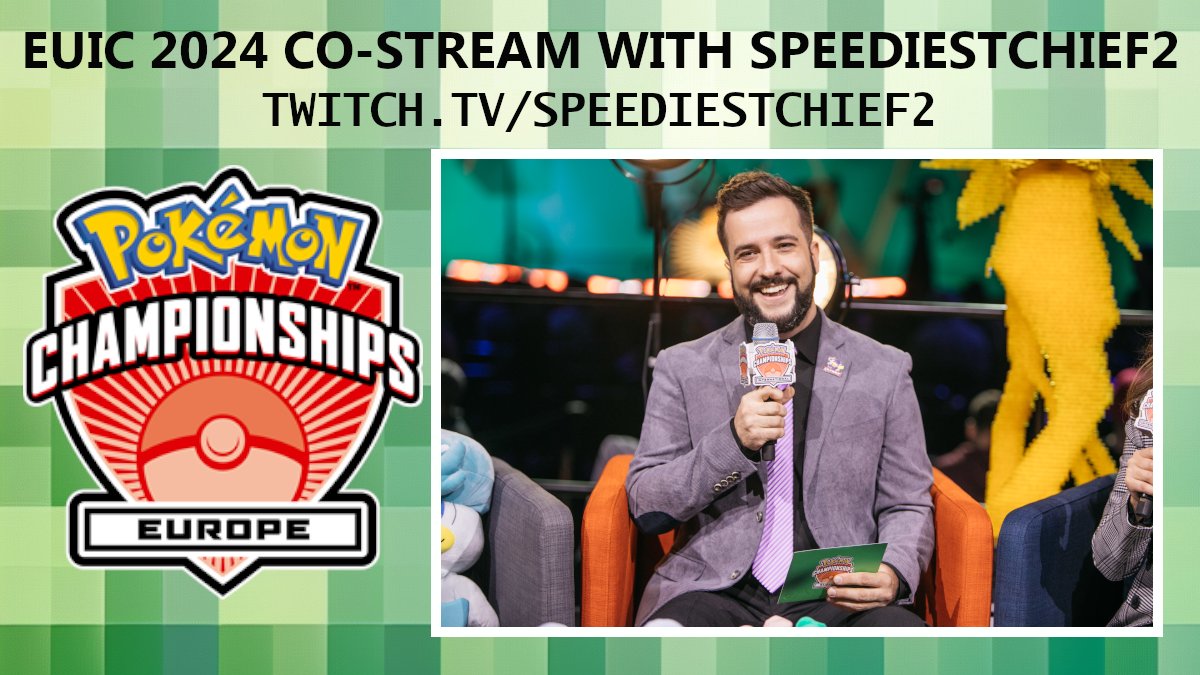 Hi, everyone! 👋 I'm excited to announce that I'll be co-streaming EUIC 2024 with 🔥DROPS🔥 enabled on my channel!! 👀 Come and hang out with me as we watch EUIC, +10 sets of GBL each stream! 💪 ttv / SpeediestChief2 #PokemonEUICPartners #PlayPokemon