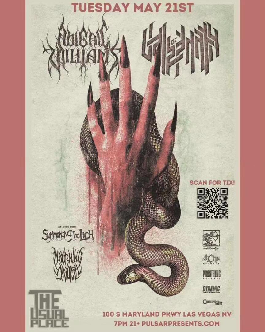 *ON SALE NOW* Tuesday May 21st at @usual_las w/ @VALEOFPNATH / Abigail Williams / Summoning The Lich / @MourningAnguish & MORE TBA! Tickets are $15 each and I Deliver 702-498-4488 !! Show is presented by @PulsarSmash702 !! Show is ages 21+ !!
Retweet!!