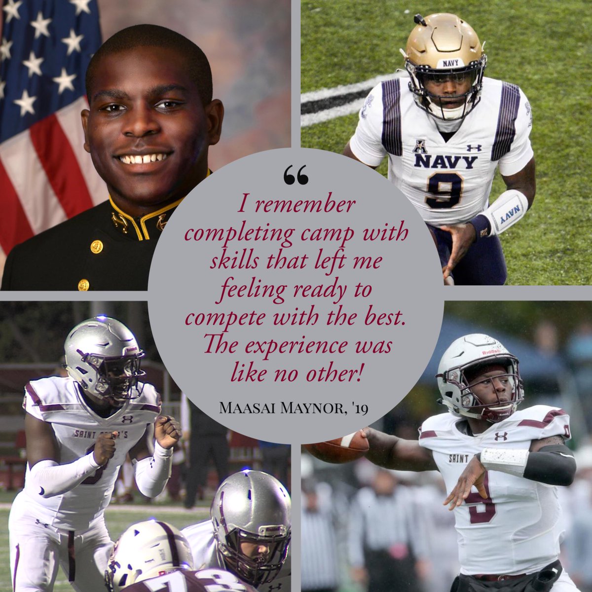 SPPFootball's tweet photo. 2019 graduate Maasai Maynor holds career school records for passing yards (5,552) and passing TDs (57). Before leading the Marauders, Maasai attended the Marauder Youth Camp.

Register today to get the Marauder Experience! https://t.co/UReLCn8j3D https://t.co/TblAe9V5X6