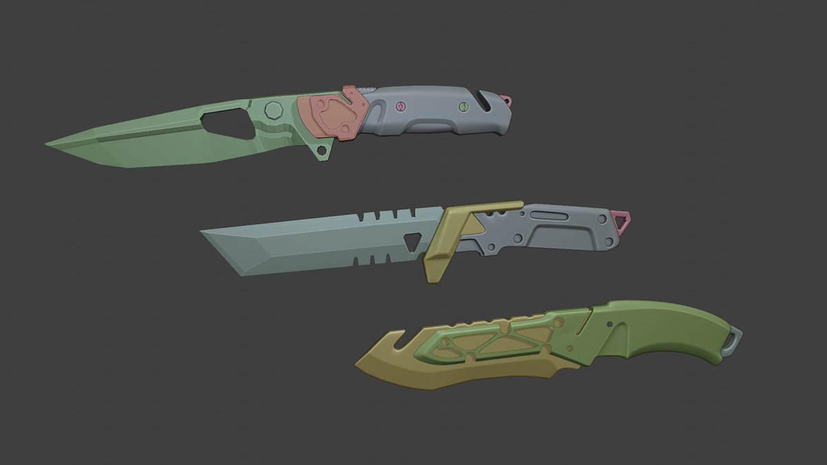Rusty_Arts's tweet photo. Been a wee while since i last posted any work of my own here but had seen these great concept posted by @Vertrucio, made by KaminskyW and had a blast with some spare few hours 2 night just unwinding with some music and to scratch that 3d poly pushing itch blocking out some weps. https://t.co/YFNsVuaiLE