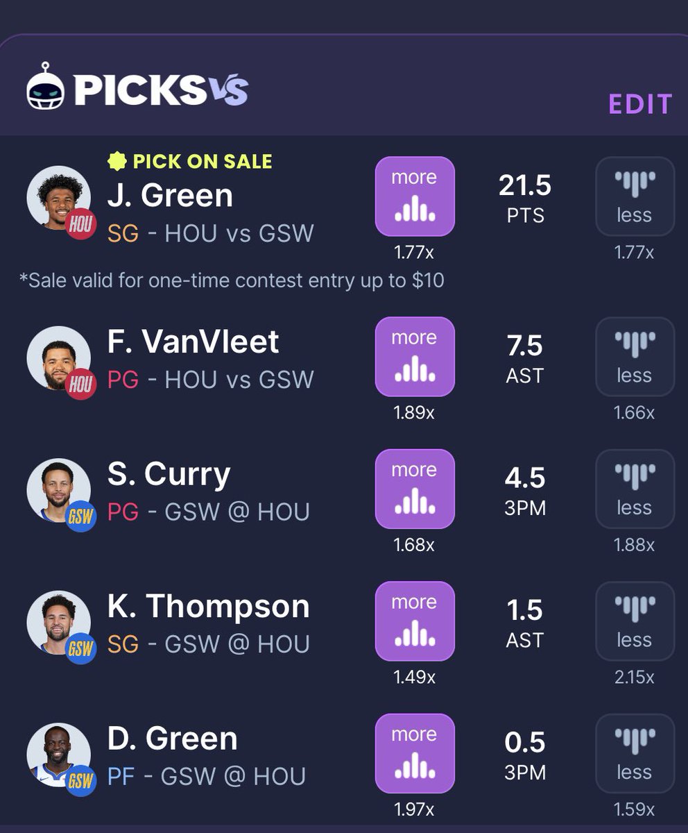 AlexCaruso's tweet photo. Jalen Green HUGE DISCOUNT Parlay

$10 ➡️ win $170 

There’s also TWO PROMOS you get if you’re a New User on Sleeper

Steph Curry Over 0.5 Points
Nikola Jokic Over 0.5 Points

You can unlock them BOTH using⬇️

Code CARUSO for up to $500 Deposit Match https://t.co/uTpxKI07Fe https://t.co/H72eGFE4ze