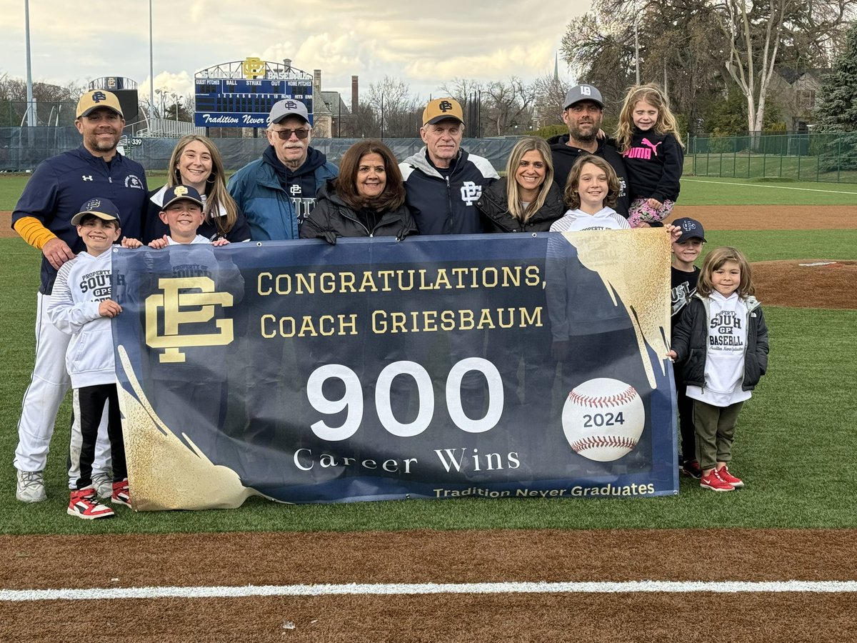 A huge congratulations to coach Griesbaum for his 900th win. A legendary coach reaching another amazing high. Coach has impacting so many life’s in such a positive way and continues to do what we all know he does best. Congratulations on 900 and now on the way to 1000!!!!