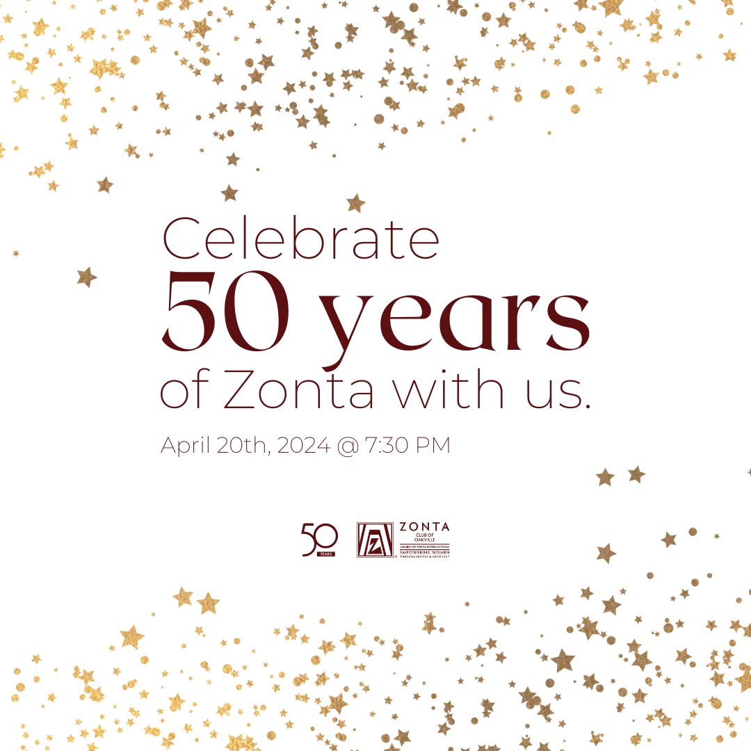 We can’t believe it’s been 50 YEARS since the Zonta Club of Oakville was formed! As we reflect on 50 AMAZING years serving our community, we can not wait to celebrate this exciting achievement with our community on April 20th! Tickets: eventbrite.com/e/zonta-club-o…