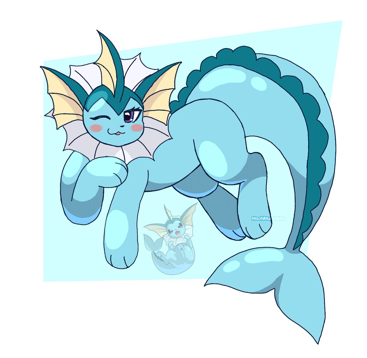 My first attempt at drawing Vaporeon 
(Never drew them before)
