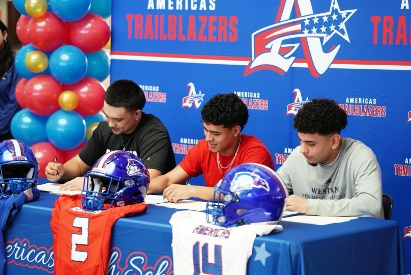 Americas High School had three student-athletes sign their letters of intent to continue to play sports at the collegiate level and continue their education at Sul Ross University, Western New Mexico University and New Mexico Highlands University. Congratulations, Trailblazers!