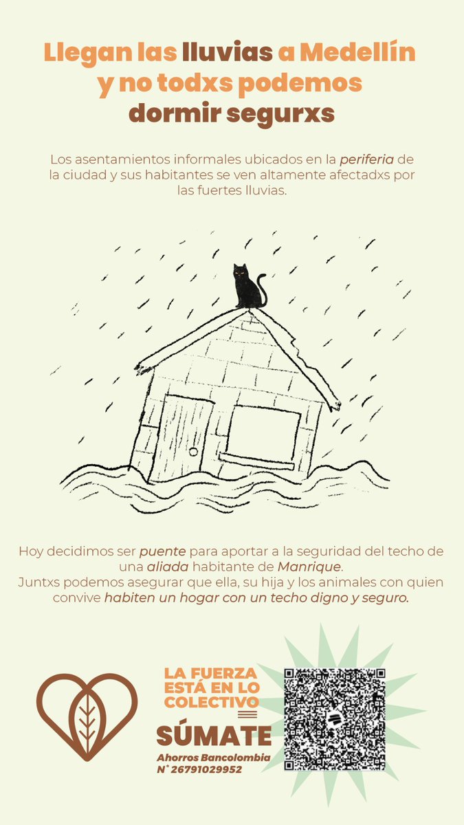 @anacrisrestrepo @anamabuc @ArianaCarusi @SantiMontoyaV @zotea @maxgilr @WomanDelCalao @NatyVelOs @medinathebarrio @YoYerar Con las lluvias, las y los habitantes de los asentamientos de ladera necesitan de nuestra ayuda, está campaña es para una mujer líder de Manrique