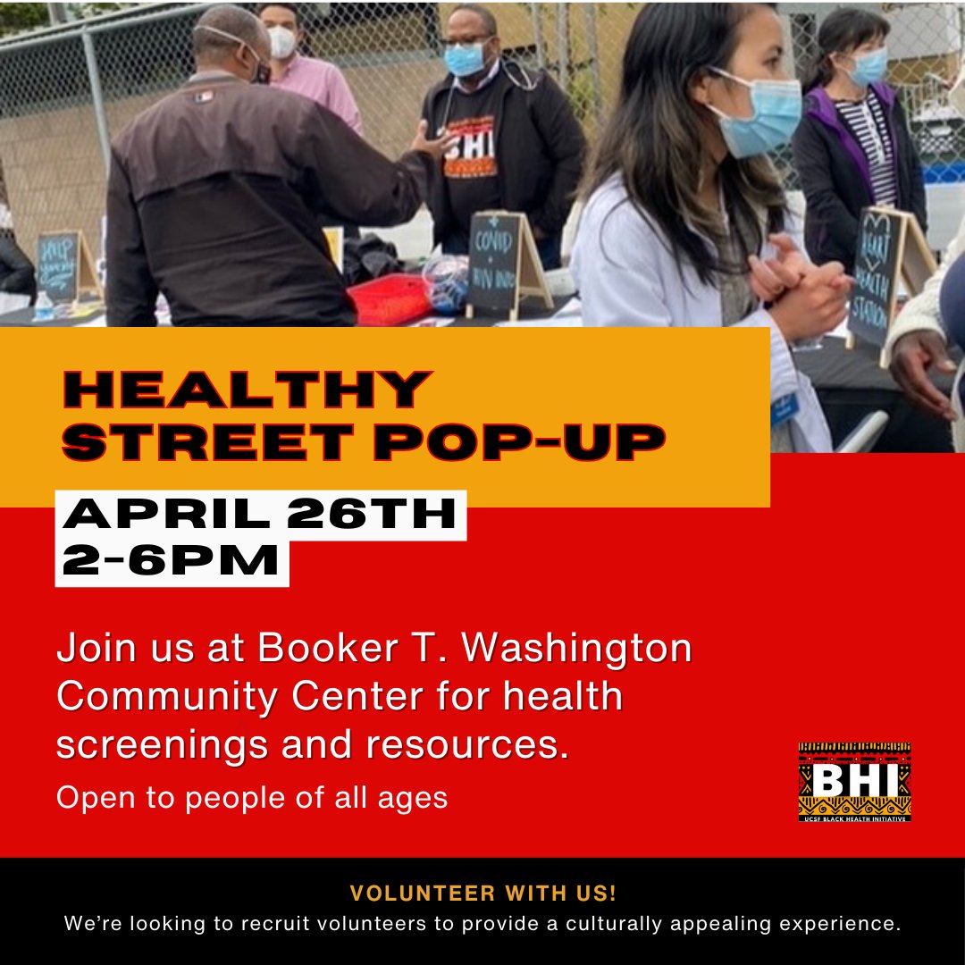 UCSF_BHI's tweet photo. 🗓️ Mark your calendar for April 26th. 

We’re partnering with @btwcsanfrancisco to bring health services and screenings to the Western Addition! #westernaddition https://t.co/cnPhQEMYLV