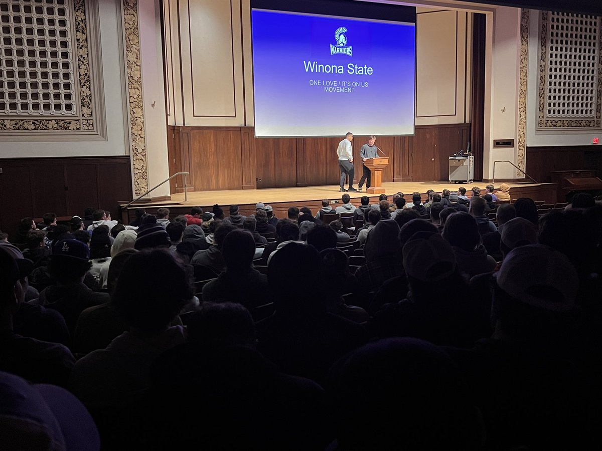 Winona State Football (@winonastate_fb) on Twitter photo Thankful for the character and courage of <a href="/Rico_Deleon23/">Rico Deleon</a> and <a href="/BenKingsbury2/">Ben Kingsbury</a> for leading the WSU Student-Athlete meeting tonight about healthy relationships and being the best men we can be. #Love
<a href="/ItsOnUs/">It's On Us</a>
#GGT⚔️ Thankful for the character and courage of <a href="/Rico_Deleon23/">Rico Deleon</a> and <a href="/BenKingsbury2/">Ben Kingsbury</a> for leading the WSU Student-Athlete meeting tonight about healthy relationships and being the best men we can be. #Love
<a href="/ItsOnUs/">It's On Us</a>
#GGT⚔️