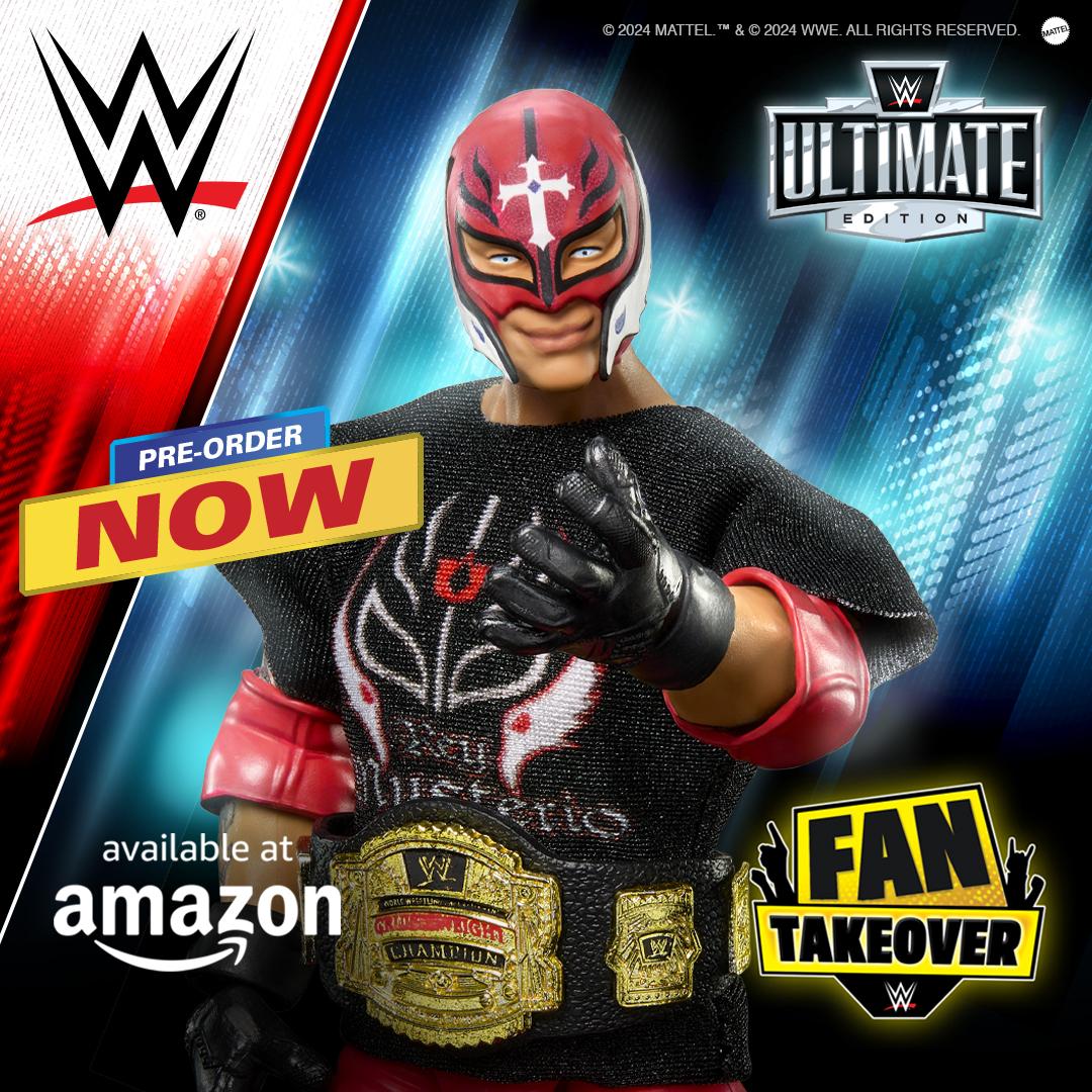 Pre-order the WWE Ultimate Edition Fan Takeover @reymysterio Action Figure now exclusively on @amazon! Pre-Order Here: ms.spr.ly/6014cLbhr