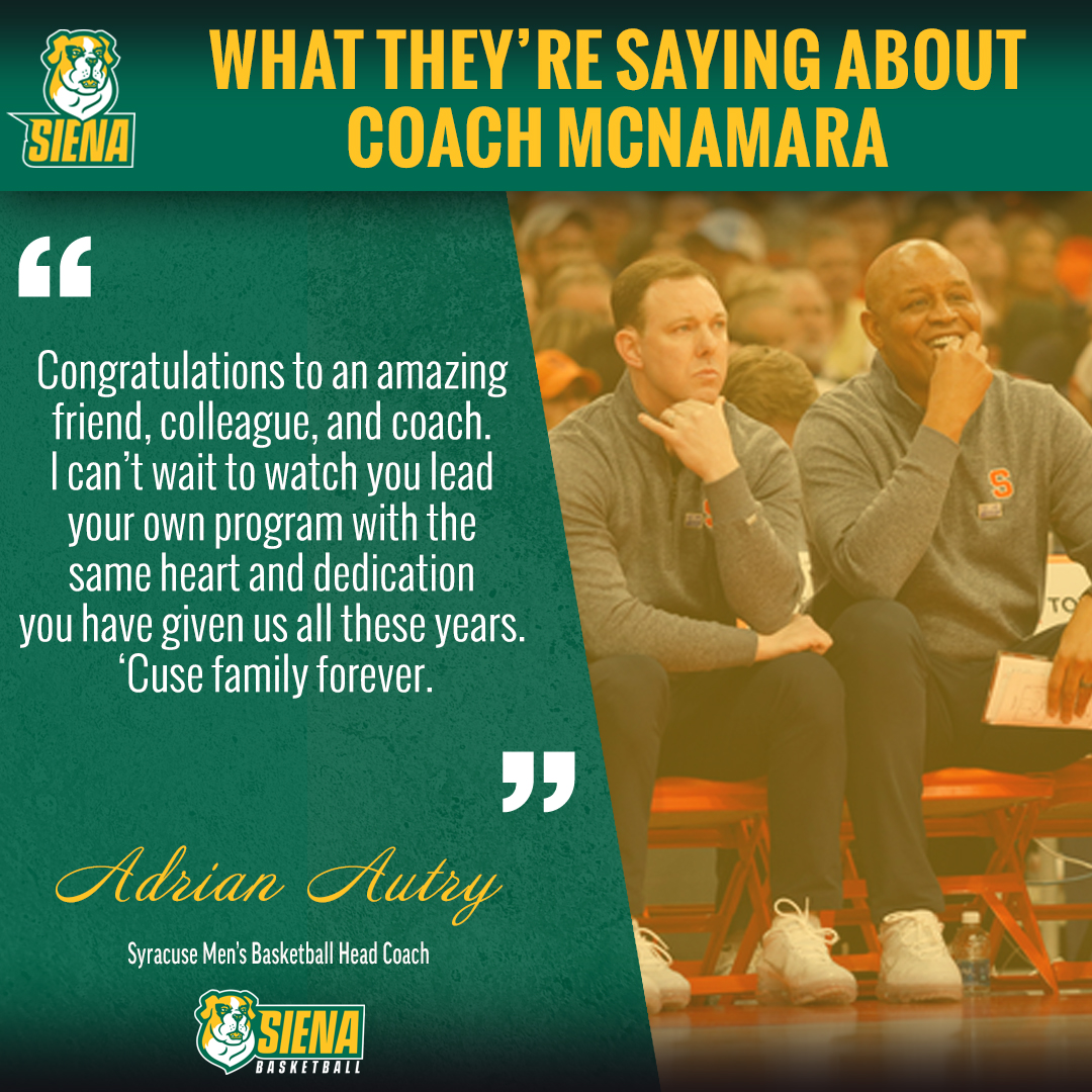 🗣️ The leader of @Cuse_MBB @CoachRedAutry is excited to see what @Coach_McNamara can do leading the #SienaSaints #MarchOn