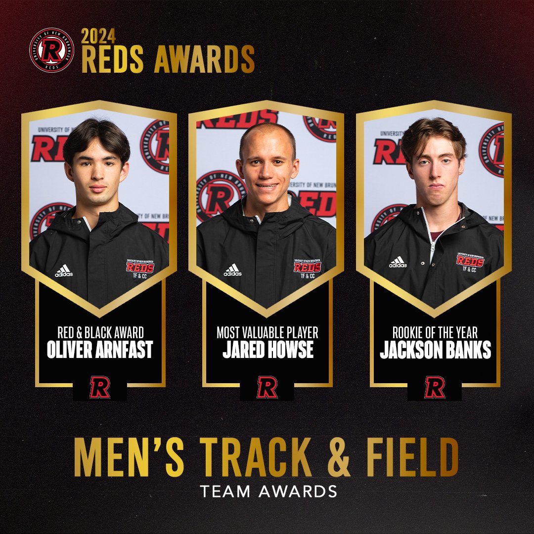 Your 2024 Men’s Track and Field Team Awards

Rookie of the Year - Jackson Banks
Red &amp; Black Award - Oliver Arnfast
Team MVP - Jared Howse
 
#goredsgo