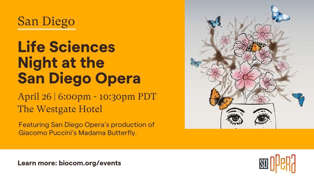 We're proud to sponsor @SDOpera’s Life Sciences Night at the Opera on April 26 with a special performance of Madama Butterfly and a presentation by Dr. Jacopo Annese, PhD, President & CEO of The Brain Observatory. Learn more: bit.ly/3TROvNe