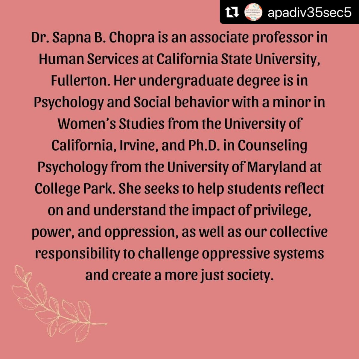 APA Division35 SPW tweet media