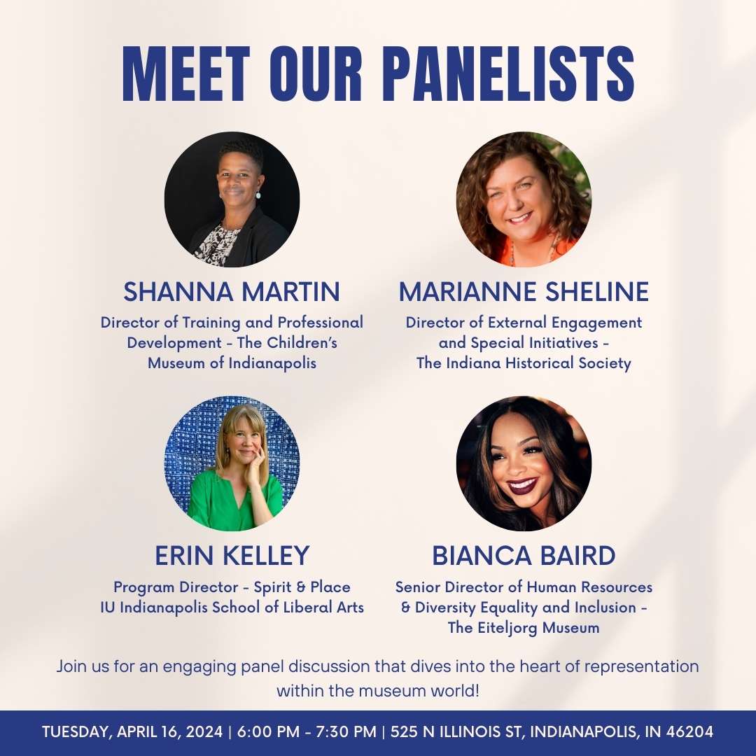 Come meet our panelists for the Representation Reimagined event hosted by our graduate students on April 16th!

Individual biographies for each of the panelists will be posted next week, so keep an eye out!

To hear from our panelists, register here: …gined-museum-dialogues.eventbrite.com
