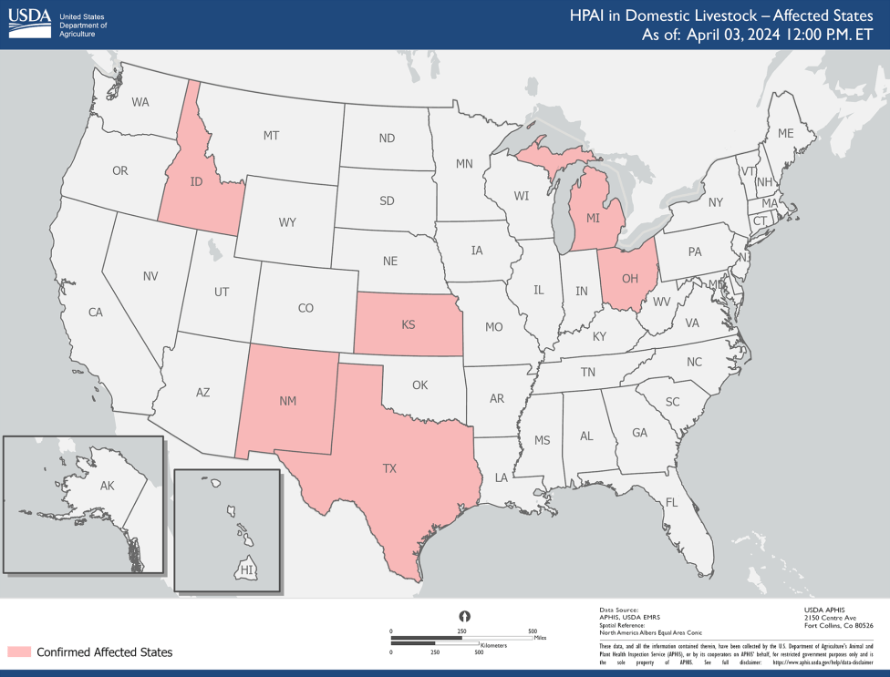 Bird flu outbreaks have been reported at 2 more dairy farms, in Kansas and New Mexico, raising the total to 15