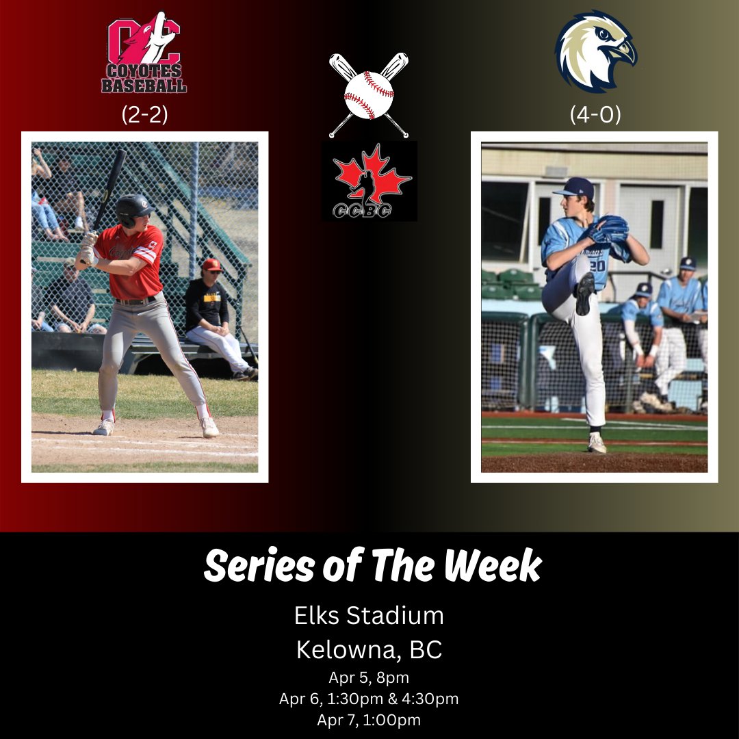 ❗️SERIES OF THE WEEK ❗️ Our week 2 series of the week matchup has @yotesbaseball vs @ECHawksBaseball. The Hawks have started hot coming off of a sweep of the Golden Tide. The Coyotes split their first weekend and will look to get on track after dropping their last two games.