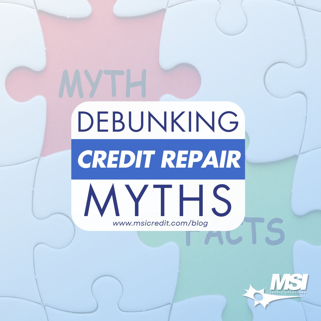 In our new blog, we'll help you: Avoid credit repair scams Understand what ACTUALLY improves your score Learn how to build a solid financial future! Don't let credit myths hold you back. ➡️ msicredit.com/blog/debunking… #creditrepair #financialliteracy #creditscore #MSI #MSIcredit
