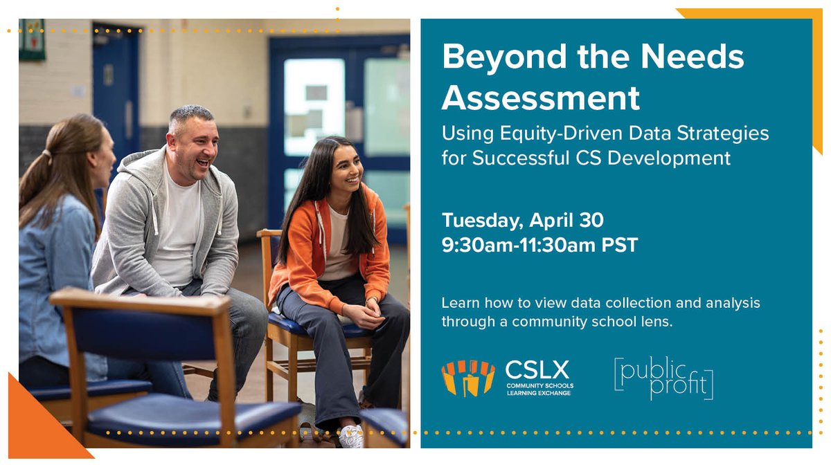 Did you hear? CSLX is partnering with @Public_Profit to bring you the Beyond the Needs Assessment virtual workshop. Join to gain an understanding of how data is used at different stages of #communityschool development. Register: bit.ly/3PNfqHu