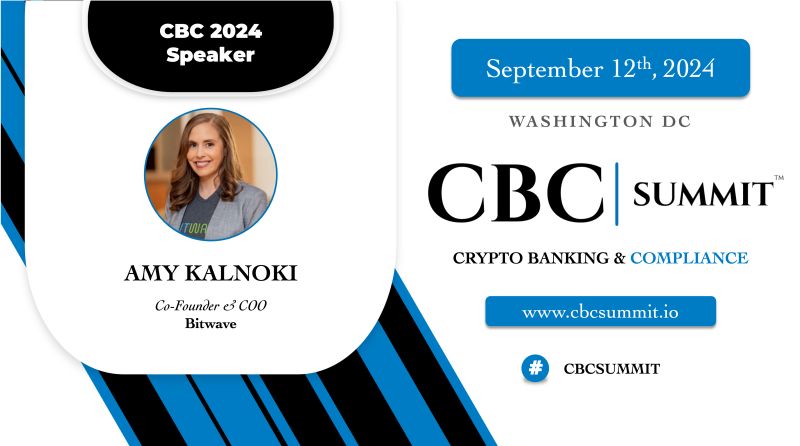 Thank you to Amy Kalnoki, Co-Founder & COO at @BitwavePlatform for joining us as a speaker at CBC Summit 2024! Join us at the premier event for crypto banking and compliance professionals this September 12th at the National Press Club in Washington, D.C.