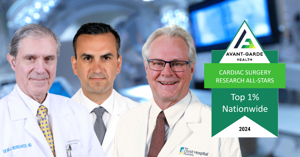 Celebrating @djkereiakes; Santiago Garcia, MD; and Tim Henry, MD, from @TCHheart for being named among the nation's Top 1% of Cardiac Research All-Stars by @Avantgarde Health. Read more at: thechristhospital.com/news-release?r…