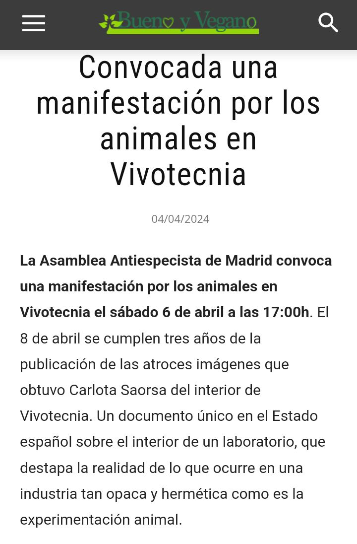 Sigue a .<a href="/BuenoyVegano/">Bueno y Vegano</a> , léete el artículo, intenta acudir al acto y por supuesto, no financies la terrible e inútil industria de vivisección:

buenoyvegano.com/2024/04/04/con…