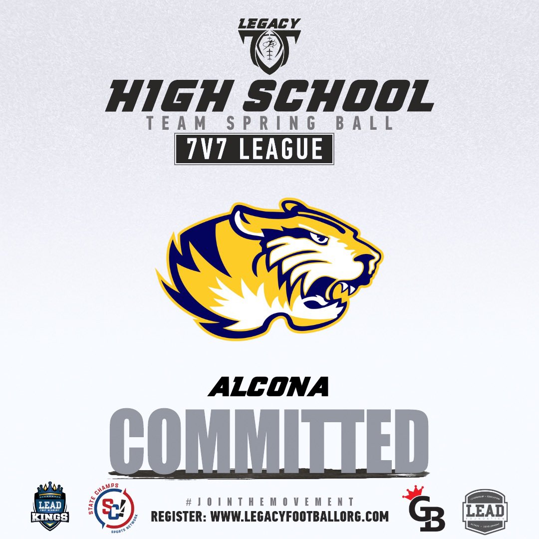 Excited to announce the Alcona Tigers will be participating in our Spring 7on7 League 🌷 Covered by StateChamps Michigan🎥 Bring your HS squad & compete against the top programs in the state‼️ @Legacy_Recruit @statechampsmich @TheD_Zone @catapultsports @PrepRedzoneMI #legacy…