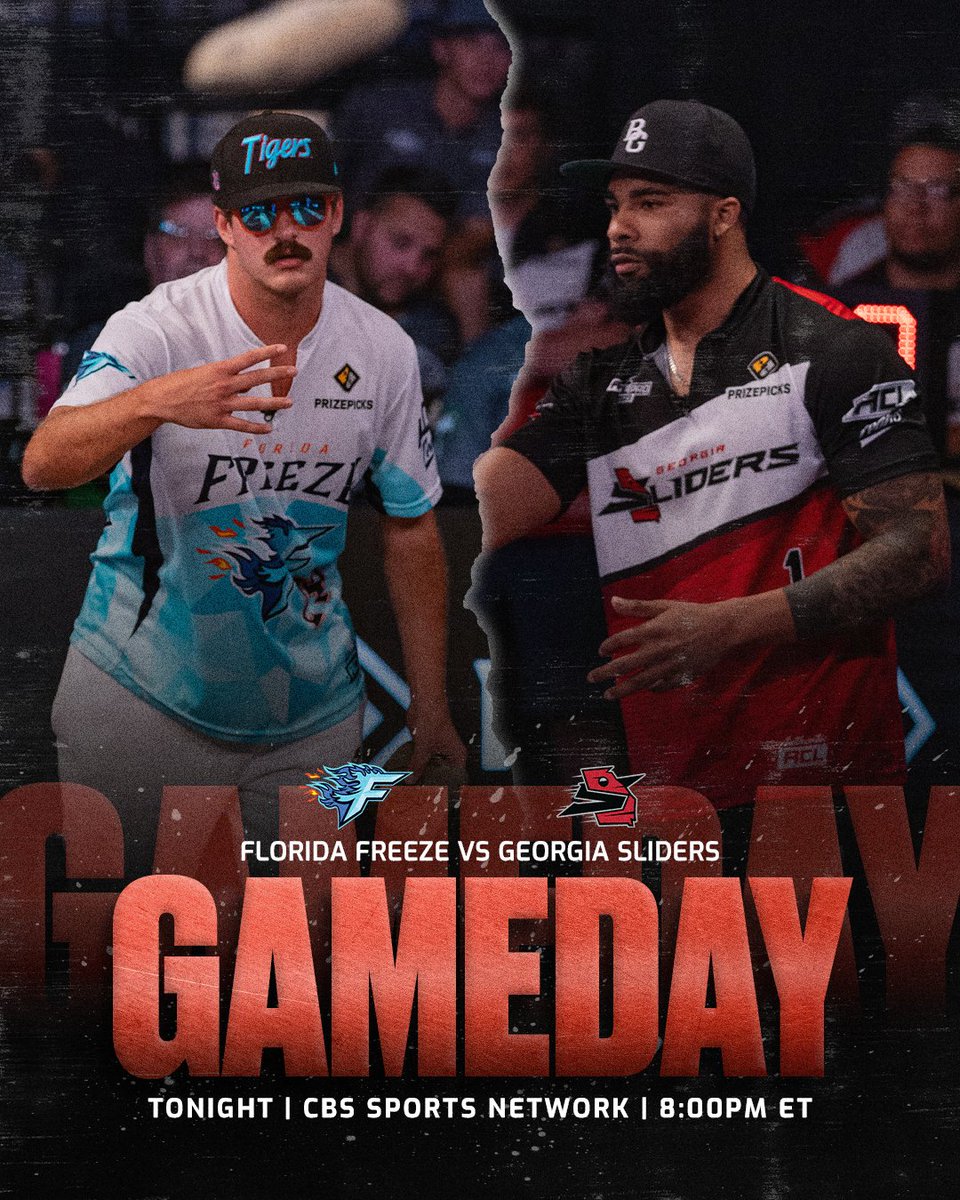 IT’S GAMEDAY 😤 Tune in tonight to watch the Florida Freeze 🥶 defend their home turf against the Georgia Sliders. 🛝 📺: CBSSN | 8:00pm ET