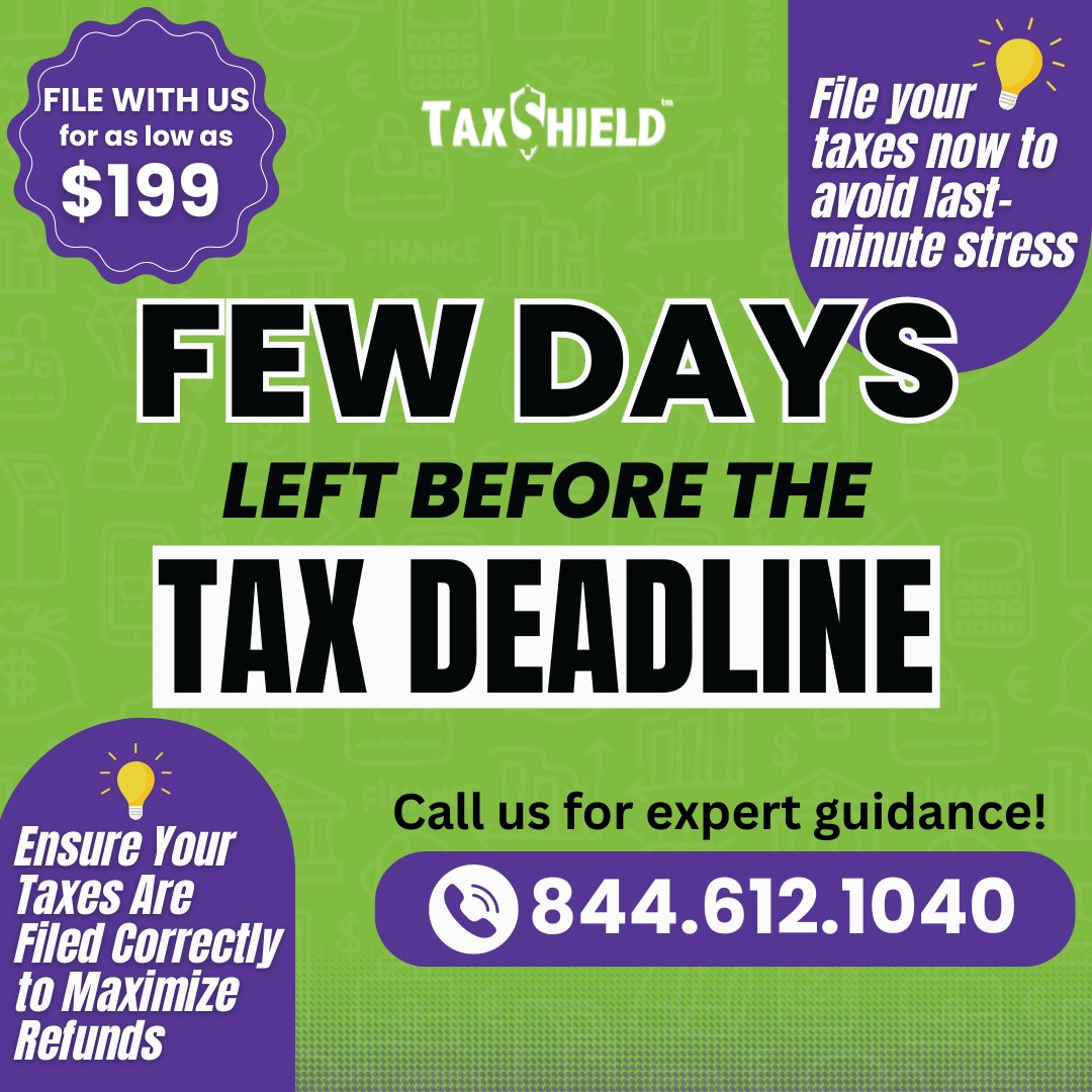 Hurry Up! Time Is Running Out to File Your Tax Return
Only 2 weeks left before the tax deadline! Maximize your refunds by exploring available deductions and credits. Contact us at (844) 621-1040 for guidance. #TaxDeadline #FileOnTime #MaximizeRefunds #TaxHelp #TimeIsTicking
