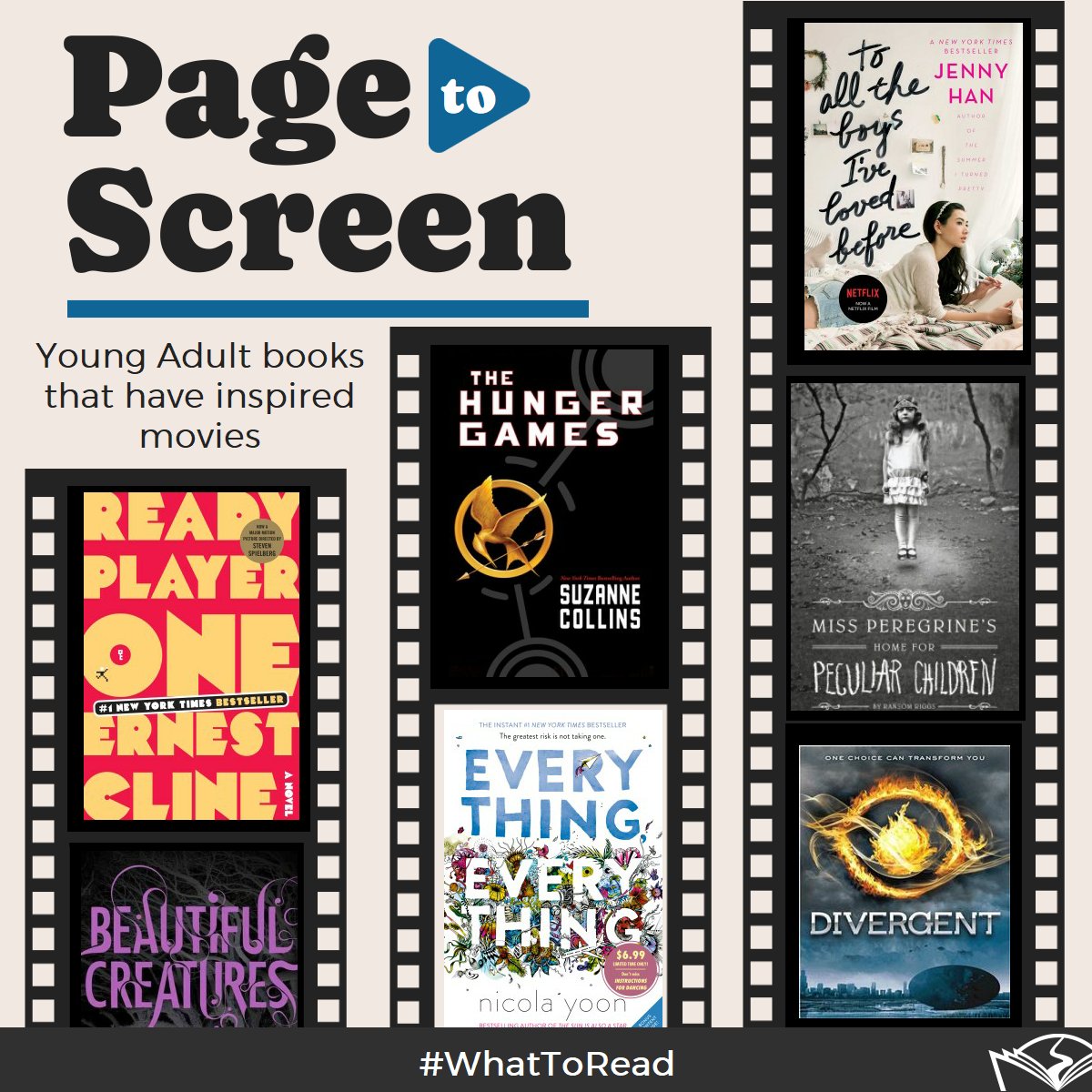 Lights, camera, YA! Explore the universe of young adult literature brought to life on the silver screen! We've got the books that inspired the movies you love. Find a list under the #WhatToRead tab in our catalog: washoelibrary.org/4ameWjX