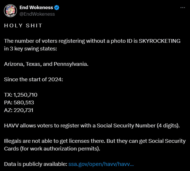 What you are witnessing is the greatest act of voter fraud to ever occur in a nation. Over 1.2 million new voters registered in Texas all done without picture ID. You are also witnessing the final end of the GOP party and the start of one party communist rule.