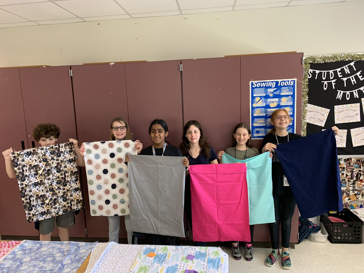 Some proud 6th grade pillowcase sewing finishers in Skills For Living today!