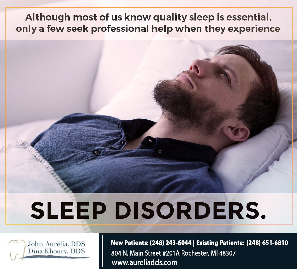 Sleep disorders can widely affect your mental and emotional well-being. Although it may seem simple, severe cases can even be life-threatening. Early treatment is vital; visit aureliadds.com now. #sleepdisorders #rochester #MI #aureliadds